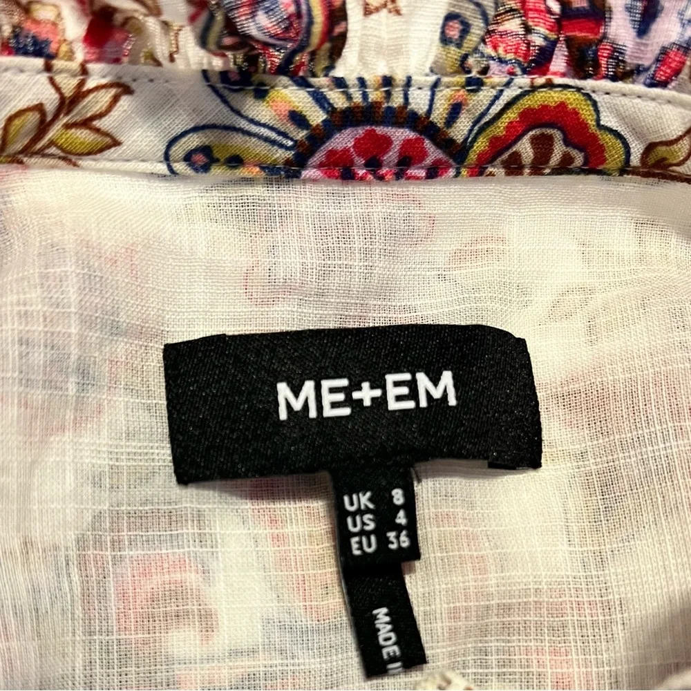 ME + EM Floral Paisley Ruffle Accent Long Sleeve Blouse Sz 4 - Picture 8 of 10
